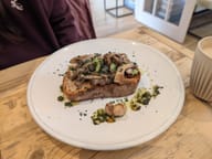 Mushrooms & broad beans on toast — illustrative photograph